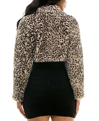 Bcx Juniors' Faux-Fur Notch-Collar Long-Sleeve Shrug