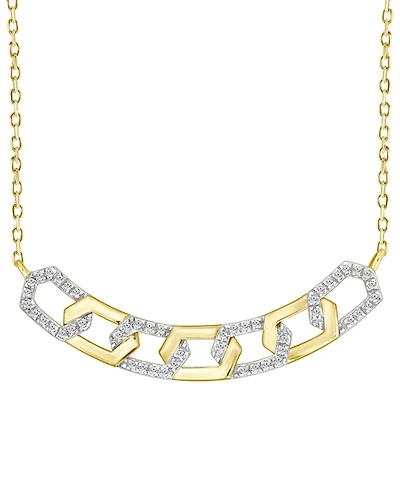 Diamond Geometric Link Pendant Necklace (1/6 ct. t.w.) in 10k Yellow Gold