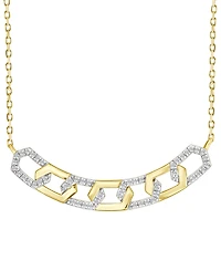 Diamond Geometric Link Pendant Necklace (1/6 ct. t.w.) in 10k Yellow Gold