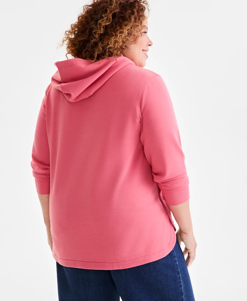 Style & Co Plus Side-Snap Fleece Hoodie