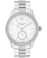 Coach Women's Brooks Automatic Silver Tone Stainless Steel Bracelet Watch, 38mm
