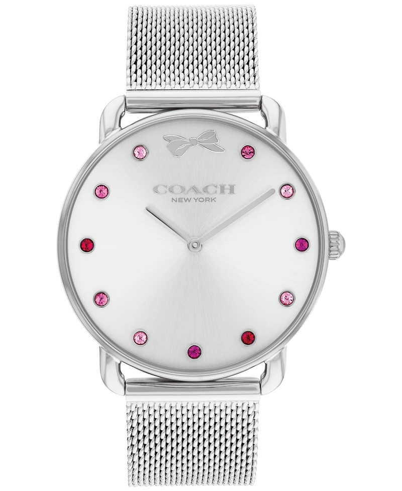 Coach Women's Elliot Silver Tone Stainless Steel Mesh Bracelet Watch, 36mm Gift Set