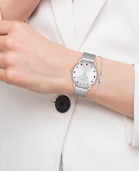 Coach Women's Elliot Silver Tone Stainless Steel Mesh Bracelet Watch, 36mm Gift Set