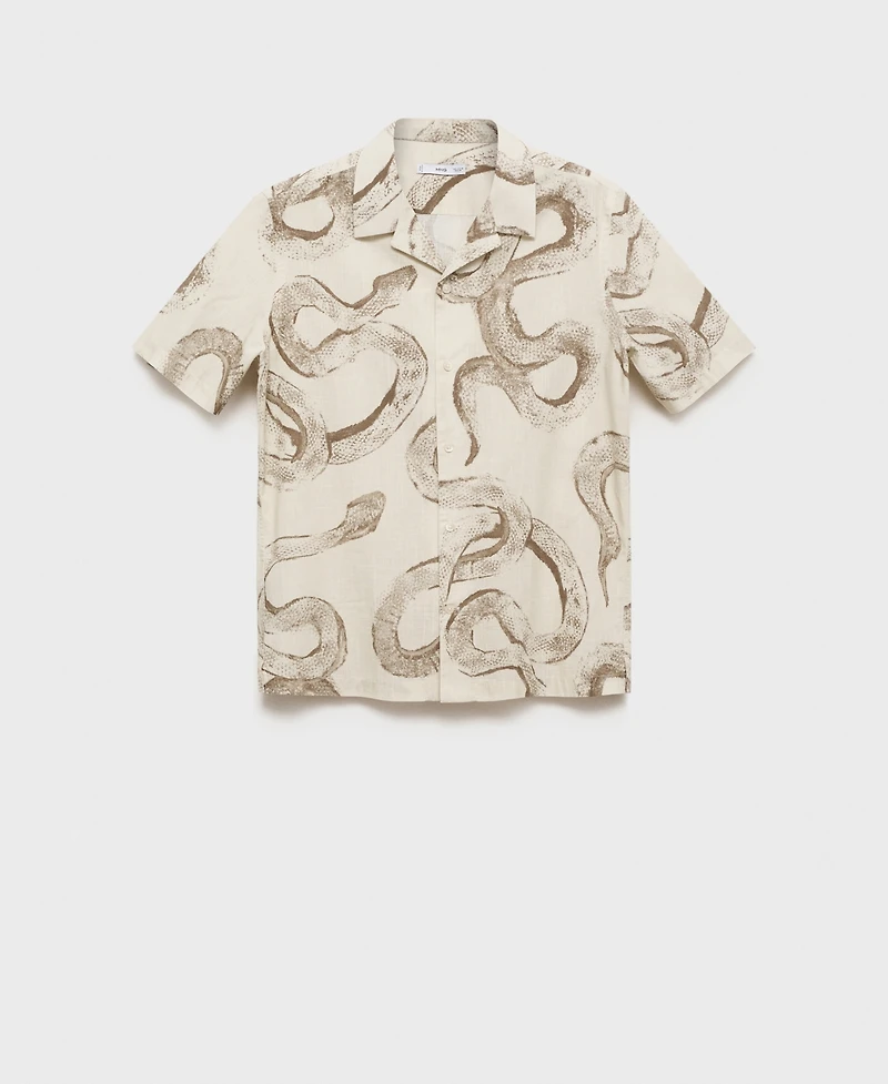 Mango Men's Slim-Fit Printed Cotton Shirt