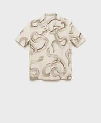 Mango Men's Slim-Fit Printed Cotton Shirt