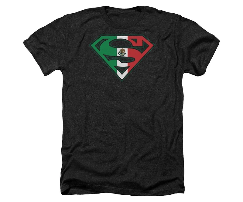 Superman Mens Mexican Flag Shield Adult Heather Tee / T-Shirt