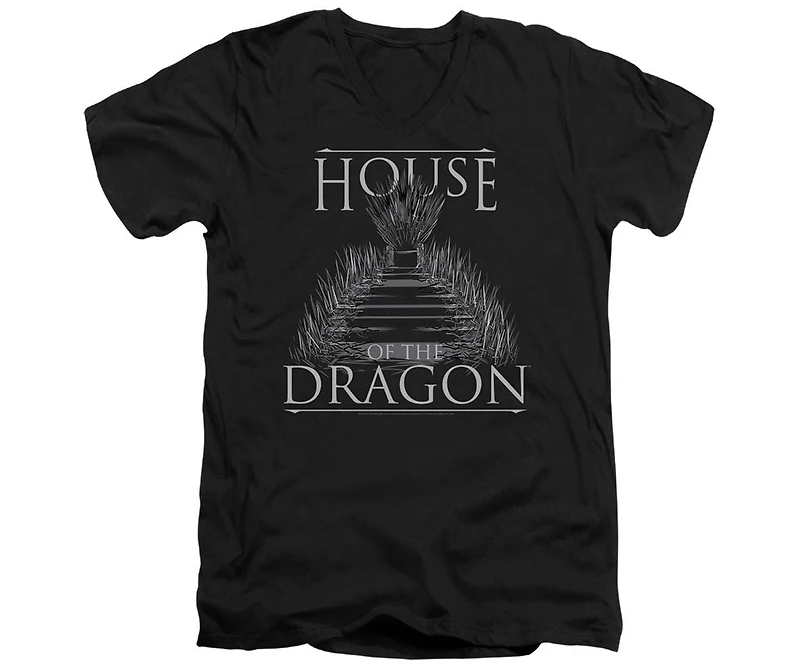 House Of The Dragon Men's Sword Throne Short Sleeve Adult V Neck Premium Cotton Tee / T-Shirt