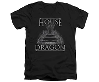 House Of The Dragon Men's Sword Throne Short Sleeve Adult V Neck Premium Cotton Tee / T-Shirt