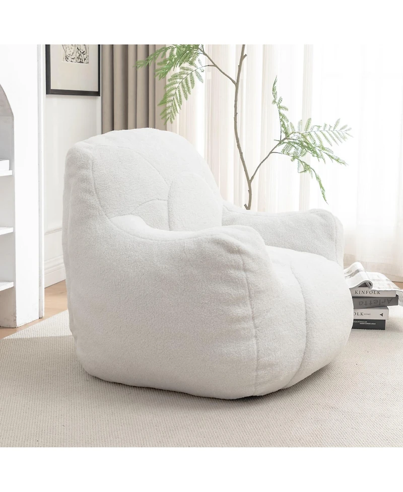 Cozy Bean Bag Chair with Memory Foam Filling, Tufted Faux Fur Bean Bag Sofa-The Pop Home