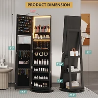 Vlsrka 360° Swivel Jewelry Full-Length Mirror Cabinet with Lights