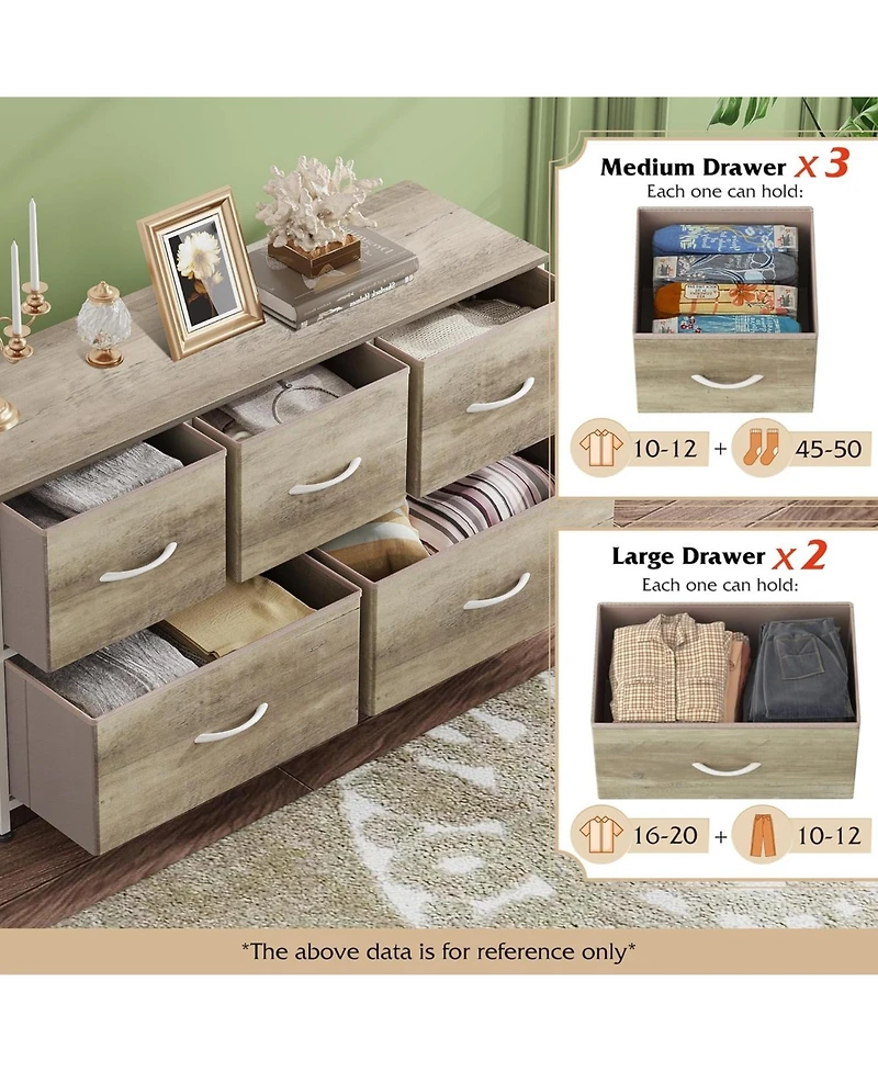 Wlive Dresser for Bedroom with 5 Drawers Wide Chest of Fabric Storage Organizer Unit Bins Closet Living Room Hallway
