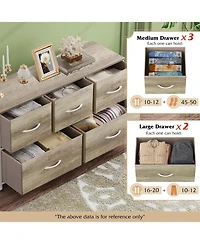 Wlive Dresser for Bedroom with 5 Drawers Wide Chest of Fabric Storage Organizer Unit Bins Closet Living Room Hallway