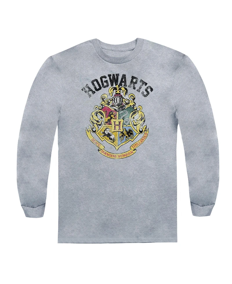 Harry Potter Mens Hogwarts Crest Long Sleeve Adult Tee / T-Shirt