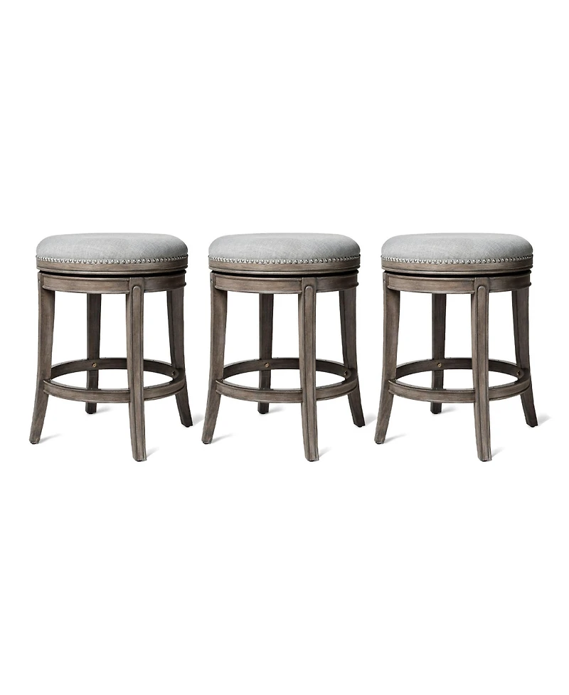 Maven Lane Alexander Backless Counter Stool, Reclaimed Oak w/ Ash Grey, Set of 3