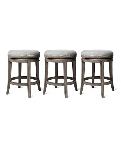 Maven Lane Alexander Backless Counter Stool, Reclaimed Oak w/ Ash Grey, Set of 3