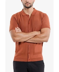Spring + Mercer Men's Classic Ribbed Texture Polo Sweater