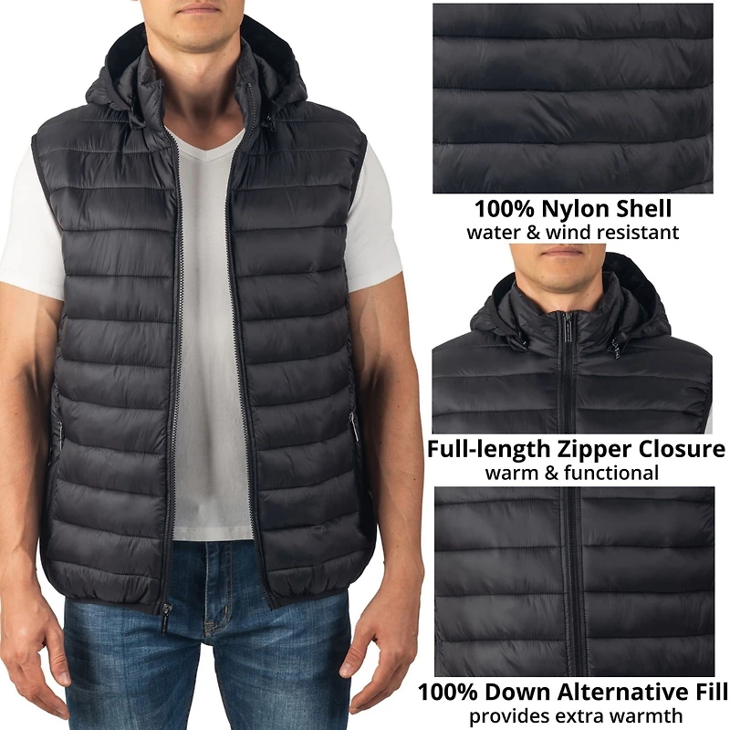 Alpine Swiss Gage Mens Hooded Puffer Vest Down Alternative Packable Jacket