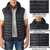 Alpine Swiss Gage Mens Hooded Puffer Vest Down Alternative Packable Jacket