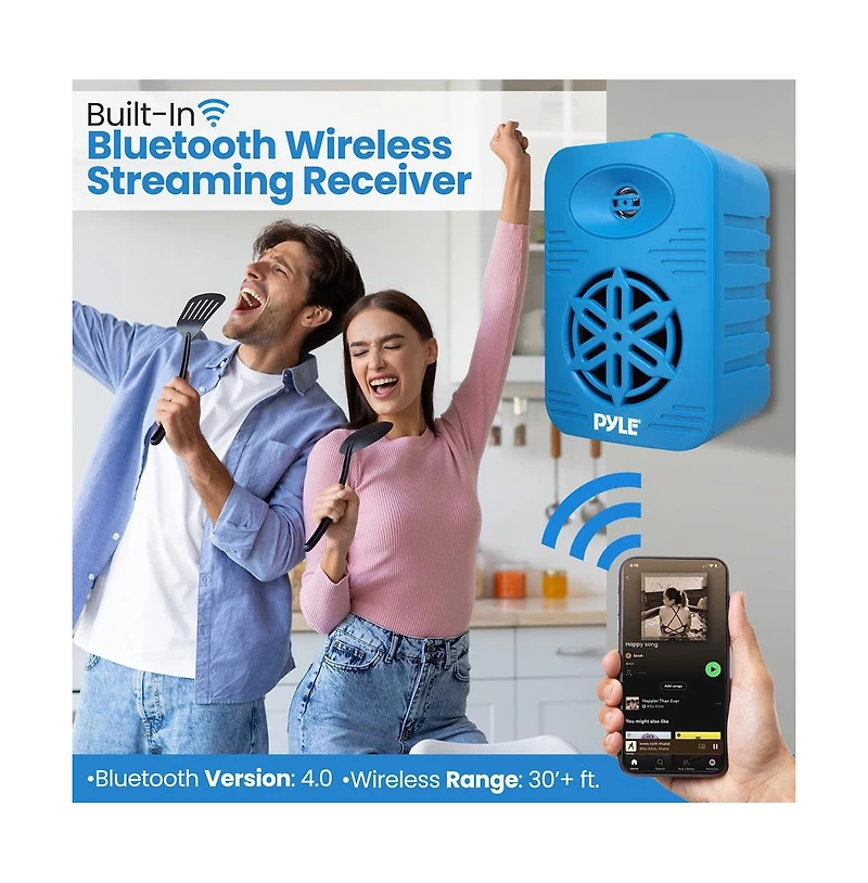 Pyle 5.25” 2-Way Bluetooth Wireless Speaker System - Waterproof, 500W Max Power, 1/2” Tweeter, Compact Design