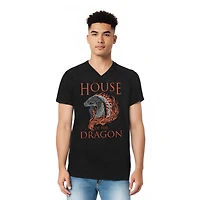 House Of The Dragon Men's Hod Illustration Short Sleeve Adult V Neck Premium Cotton Tee / T-Shirt