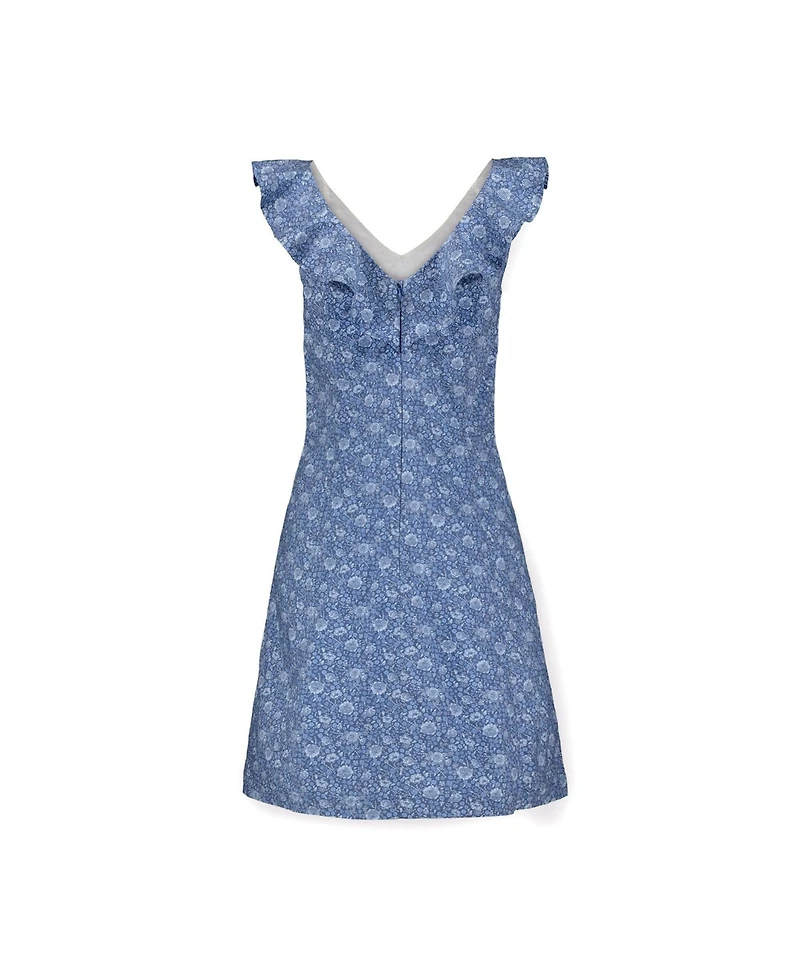 Hope & Henry Women's Organic Cotton V-Neck Ruffle Shift Dress