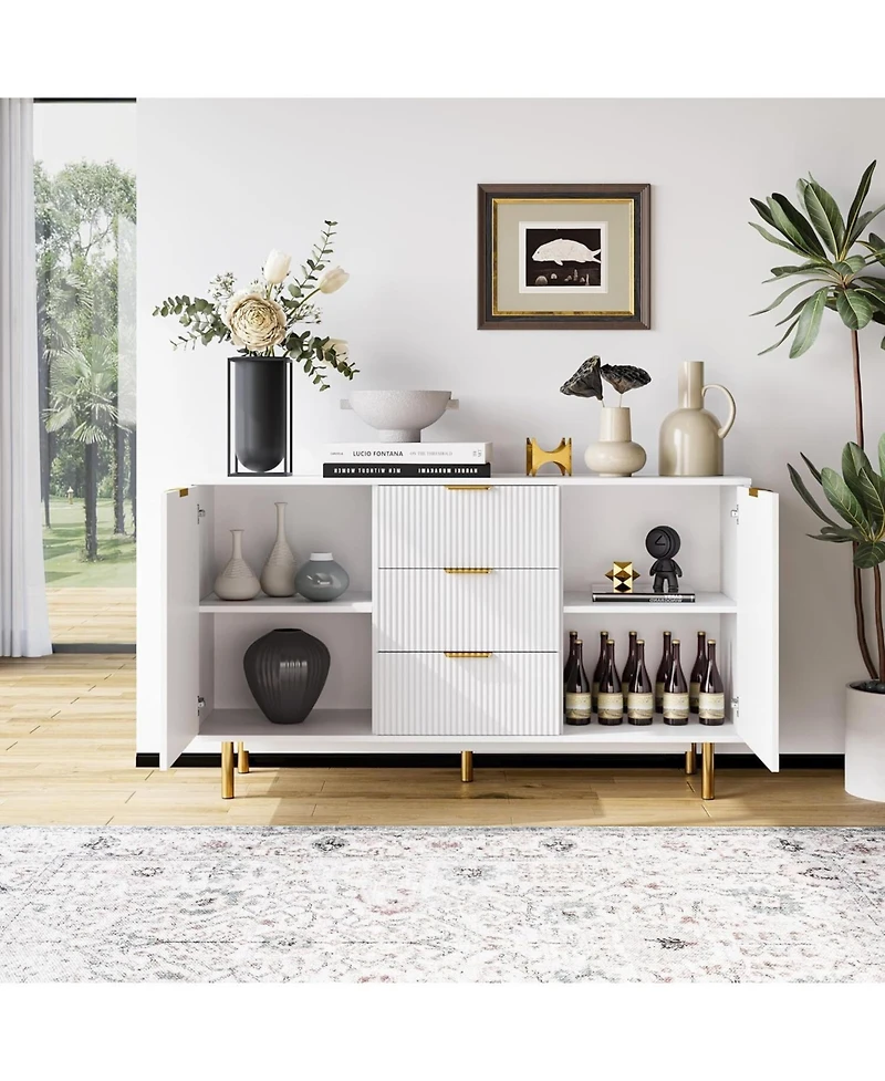 gaomon Kitchen Sideboard Cabinet with 3 Drawers and 2 Doors