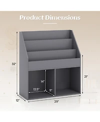 Gouun Kids Wooden Bookshelf Bookcase Children Toy Storage Cabinet Organizer