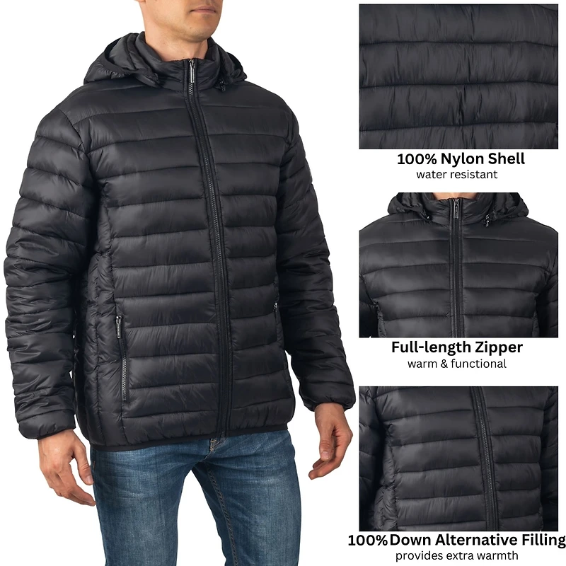 Alpine Swiss Men's Men s Lightweight Puffer Jacket with Removable Hood | Milo Winter Coat Packable Water-Resistant Down Alternative Bubble