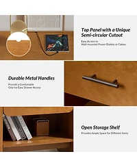 Hulala Home Zandra Modern 2-Drawer Nightstand with Built-In Outlets and Hidden Drawer