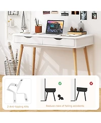 Gouun 43.5 Inch Computer Desk with 2 Drawers for Small Spaces