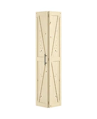 Solid Core Natural Wood Pine Bi-fold Door with Sliding Hardware Kit
