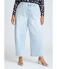 Eloquii Women's Dart Detail Barrel Leg Jean
