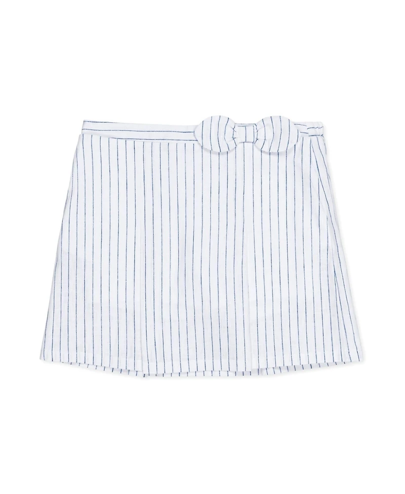Hope & Henry Girls' Linen Pull-On Pleated Bow Skort