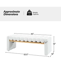 Modern Bench with Solid Wood and Removable Round Bolster Cushions