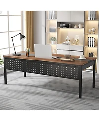 Tribesigns 70.8" Large Executive Office Desk and 47" Lateral File Cabinet Combo, L-Shaped Computer 2 Piece Business Furniture with Drawers Sh