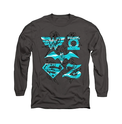 Dc Wonder Woman Men's Superhero Girls Comics Line Art Group Long Sleeve Adult Tee / T-Shirt