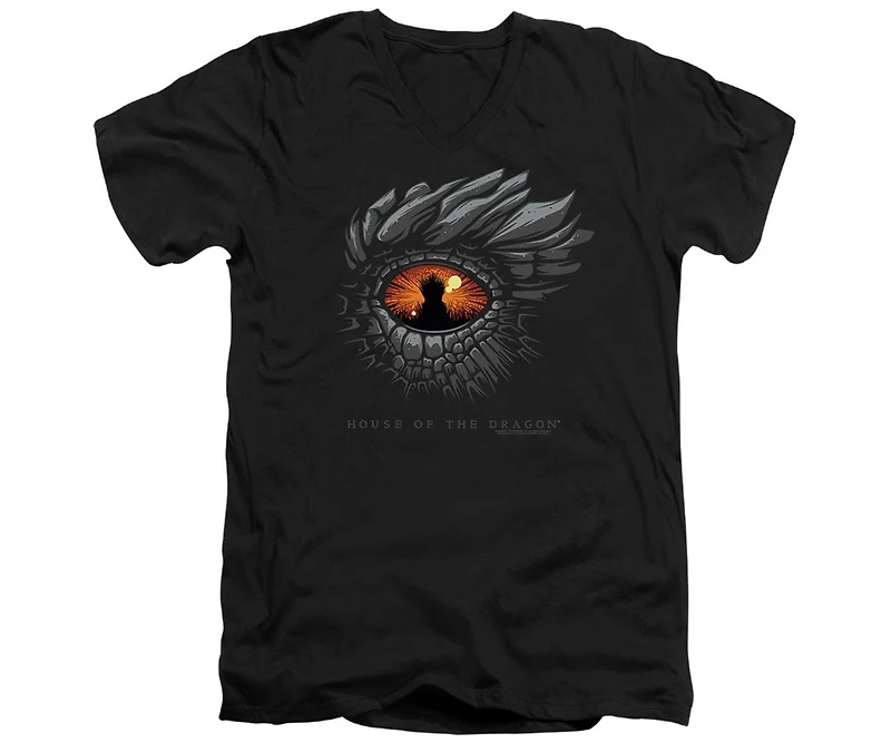 House Of The Dragon Men's Eye Short Sleeve Adult V Neck Premium Cotton Tee / T-Shirt