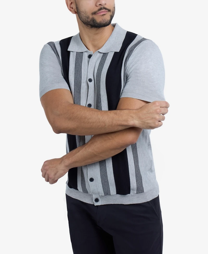 Spring + Mercer Men's Short Sleeve Sweater Knit Polo Shirt