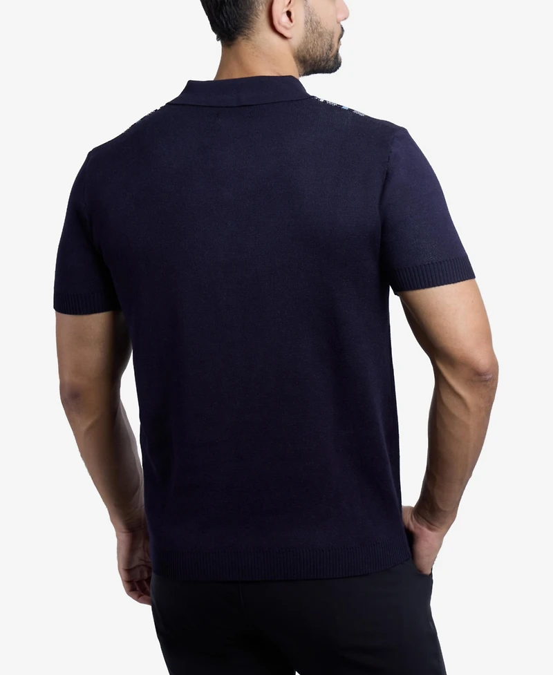 Spring + Mercer Men's Short Sleeve Sweater Knit Polo Shirt