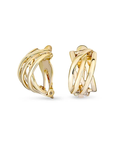 Bling Jewelry Classic Celtic Knot Clip-On Earrings Two Tone For Non-Pierced Ears Gold Plated