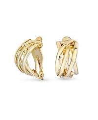 Bling Jewelry Classic Celtic Knot Clip-On Earrings Two Tone For Non-Pierced Ears Gold Plated