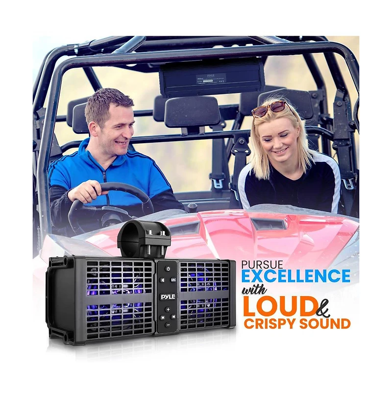 Pyle 11" Powered Atv/Utv Soundbar System with Bluetooth & Led Lights