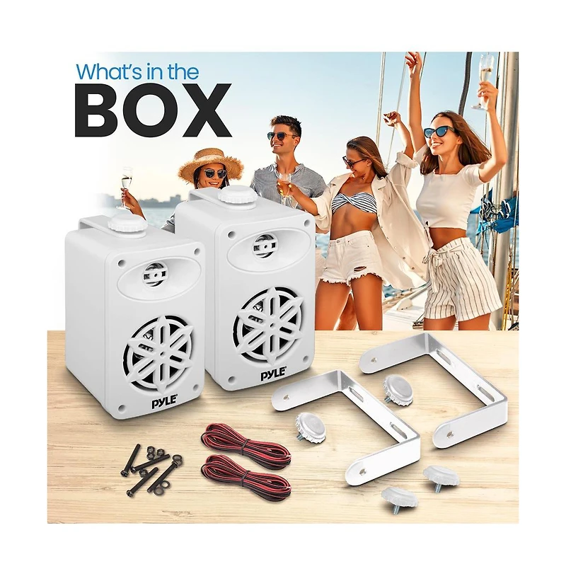 Pyle 3.5” 2-Way Indoor/Outdoor Speaker System - Waterproof Design with 1/2” High Compliance Polymer Tweeter