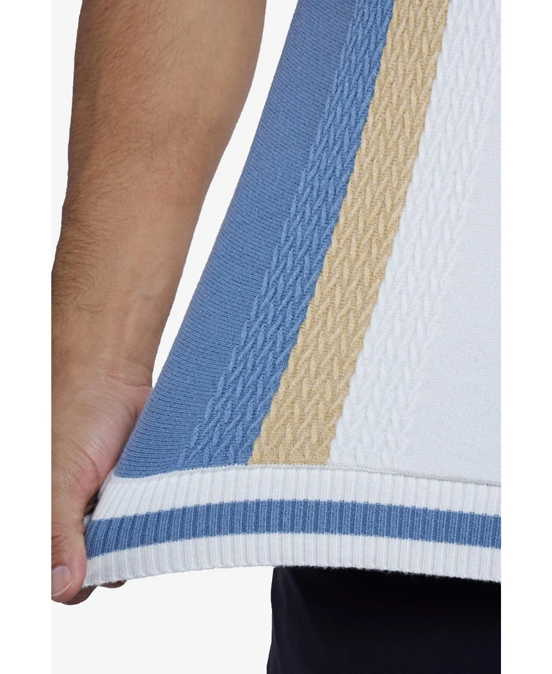 Spring + Mercer Men's Jacquard Crew Neck Short Sleeve Sweater