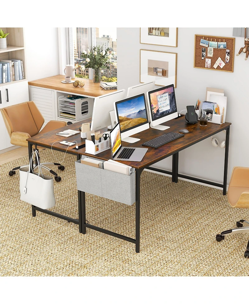 Gouun 60 Inch Computer Desk with Charging Station Storage Bag