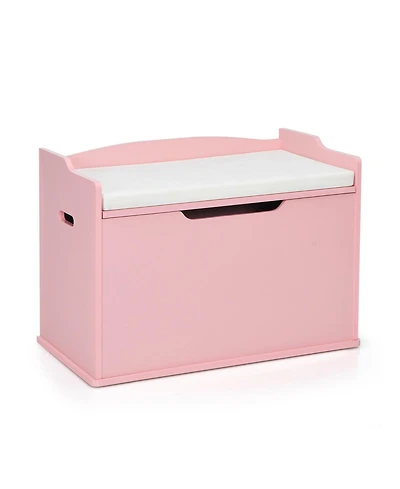 Gouun Kids Toy Wooden Flip-top Storage Box Chest Bench with Cushion Hinge