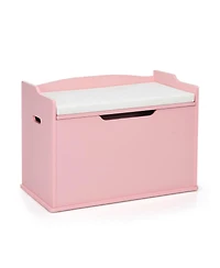 Gouun Kids Toy Wooden Flip-top Storage Box Chest Bench with Cushion Hinge