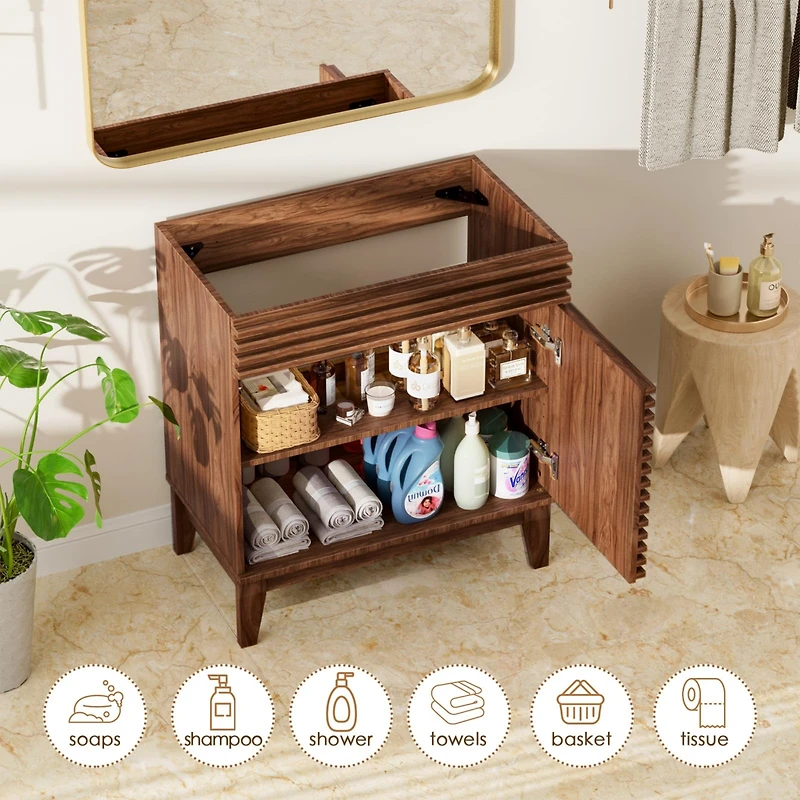 Mid-Century Freestanding Bathroom Cabinet Vanity with Storage