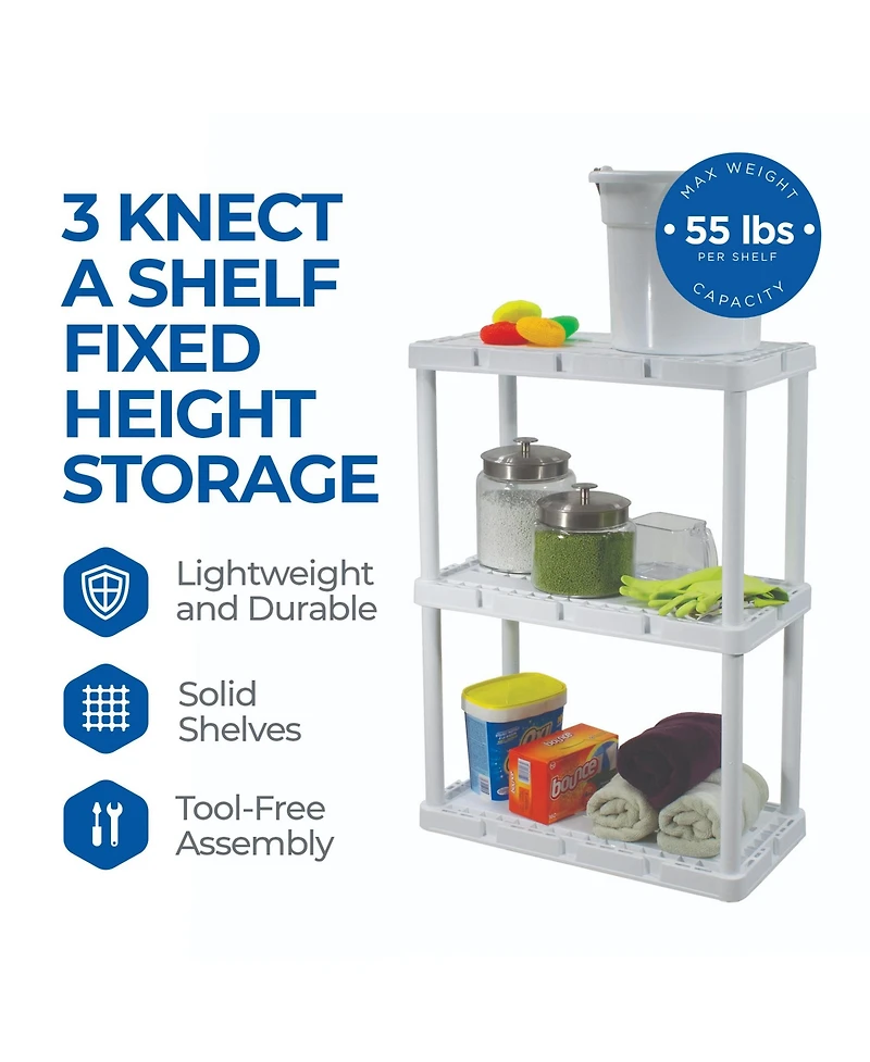 Gracious Living Knect A Shelf 3 Shelf Interlocking Organizers, White (2 Pack)