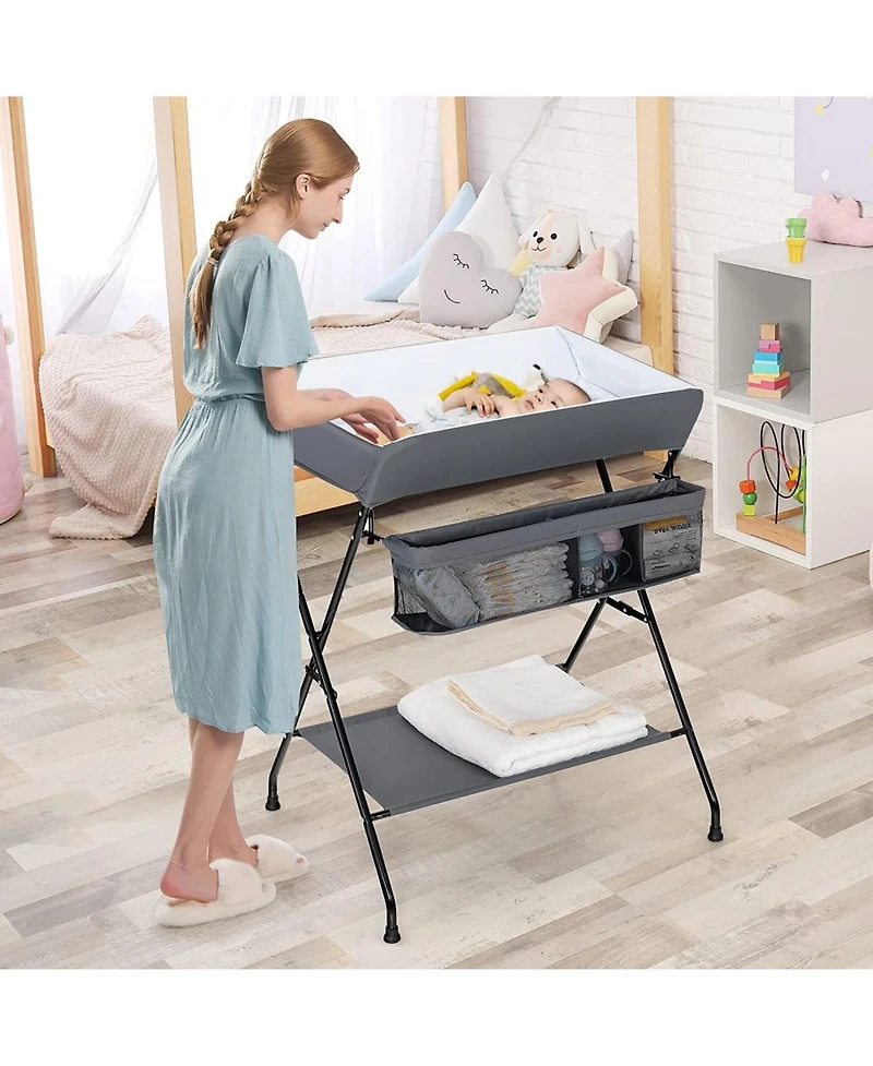 Folding Wide Nursery Diaper Changing Table for Space-Saving and Convenience